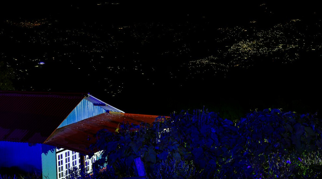 isolated house at night